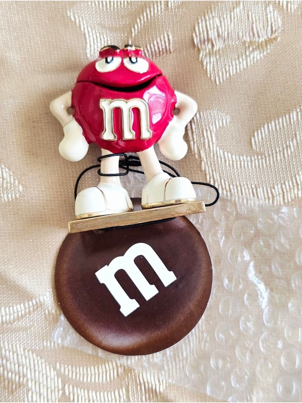 NEW! Monet Red M&M Character Enamel Hinged Keepsake Trinket Box